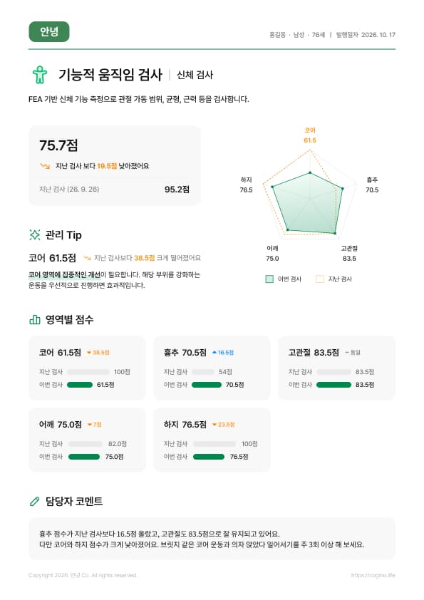신체기능 평가 리포트 — Radar Chart
